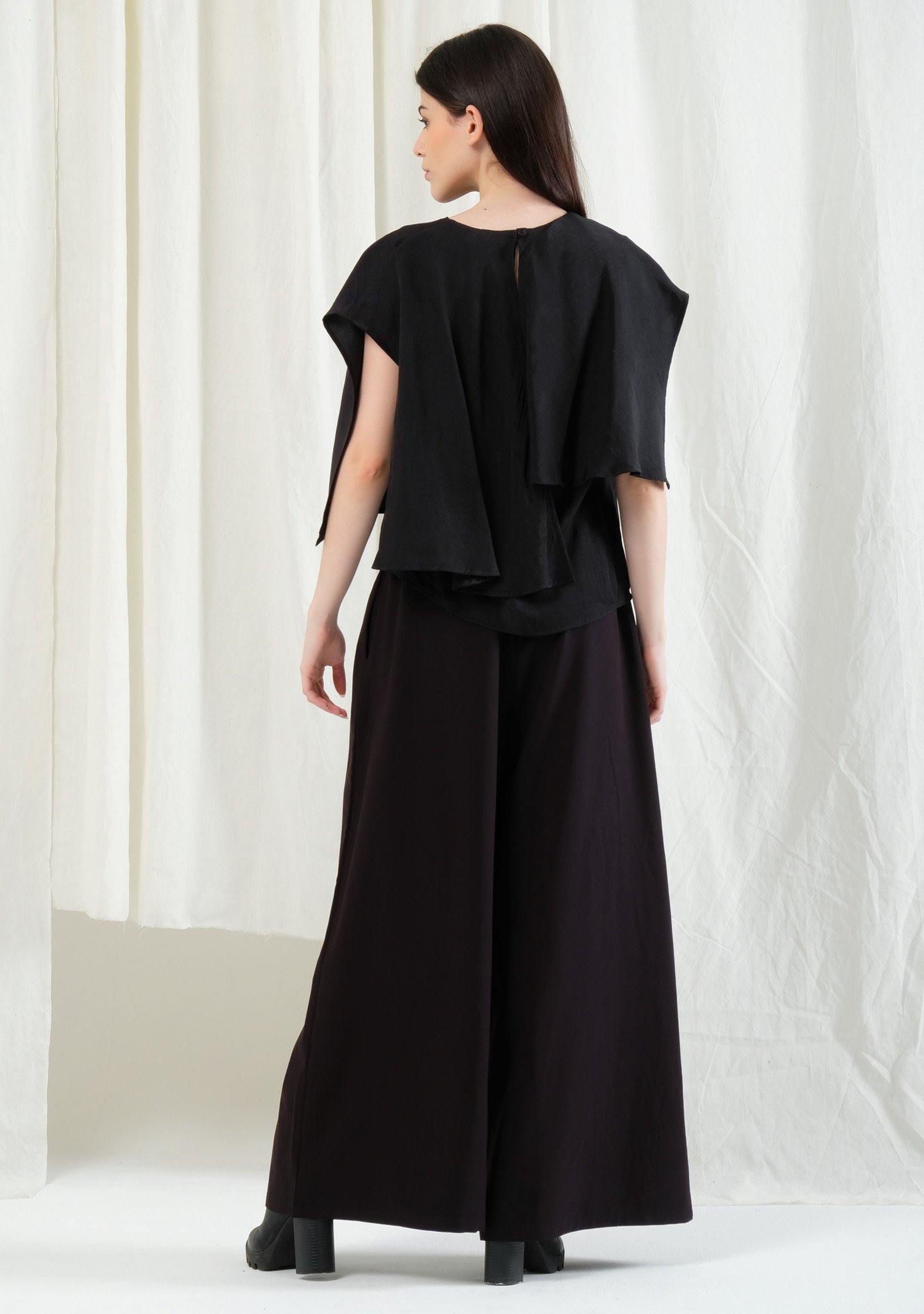 Magdelena Soft Layered Top - Jet - SALIENT LABEL
