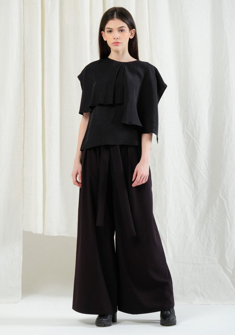 Magdelena Soft Layered Top - Jet - SALIENT LABEL