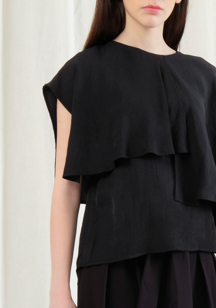 Magdelena Soft Layered Top - Jet - SALIENT LABEL