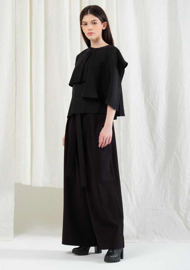 Magdelena Soft Layered Top - Jet - SALIENT LABEL