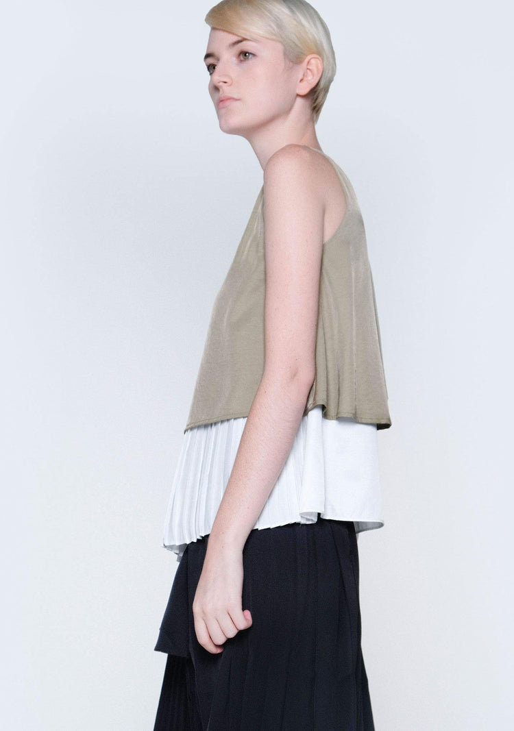 MICHON LAYERED REVERSIBLE TOP - MOSS - SALIENT LABEL