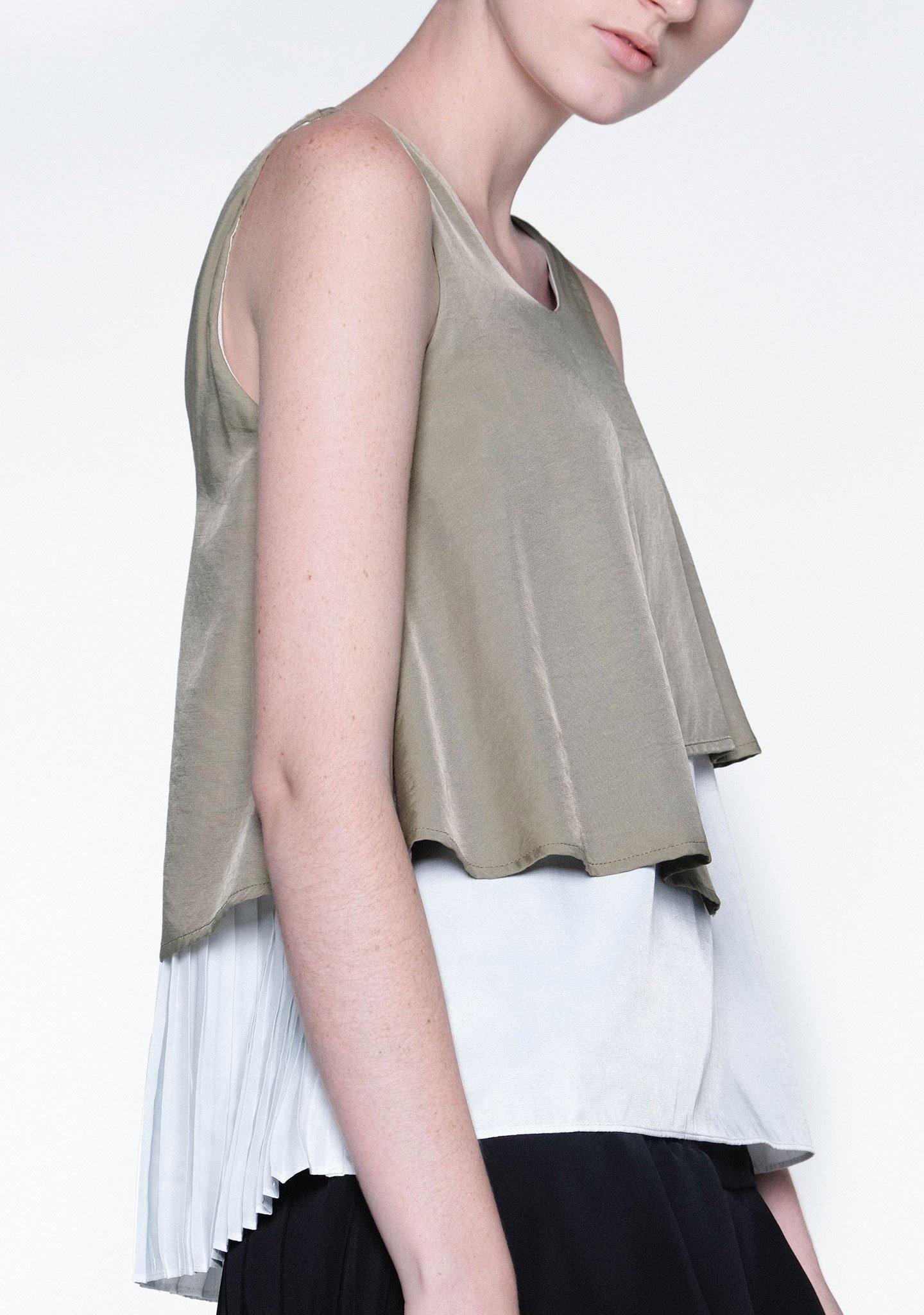 MICHON LAYERED REVERSIBLE TOP - MOSS - SALIENT LABEL