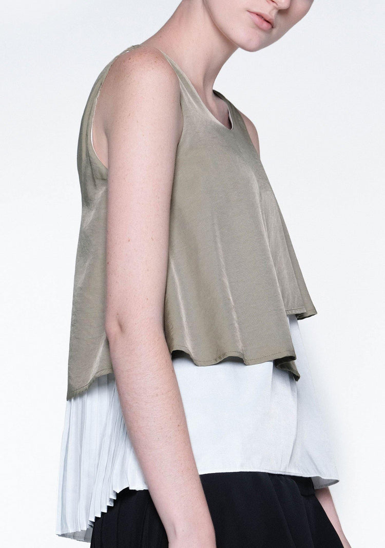 MICHON LAYERED REVERSIBLE TOP - MOSS - SALIENT LABEL
