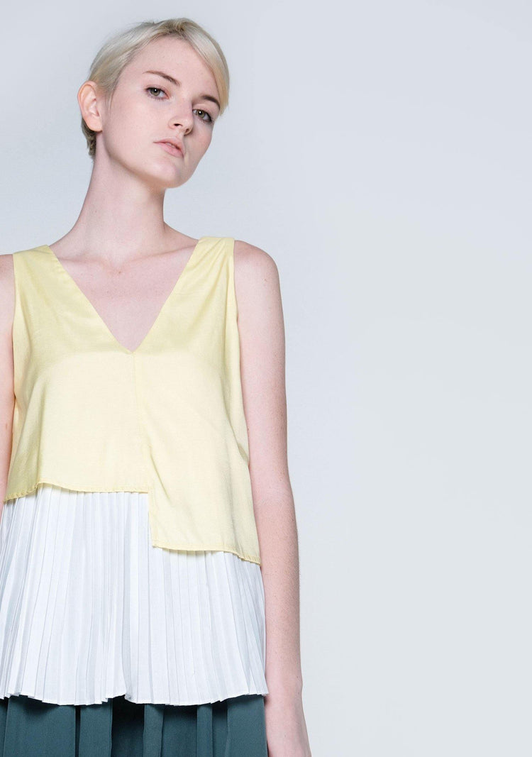 MICHON LAYERED REVERSIBLE TOP - YELLOW IRIS - SALIENT LABEL