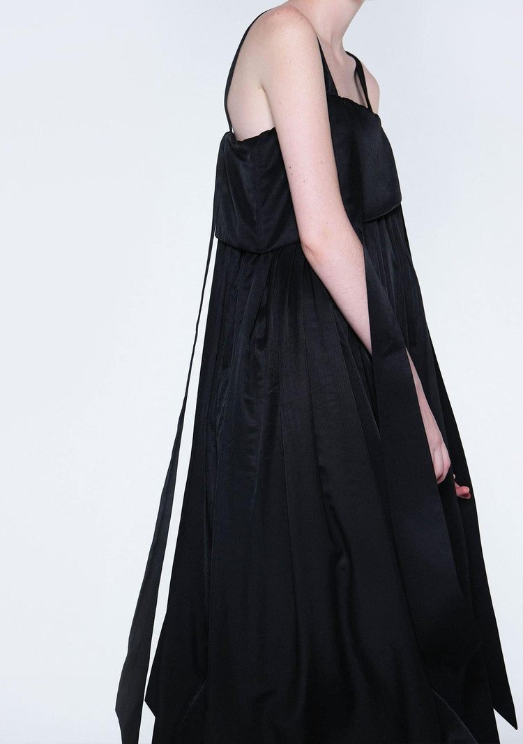 MIZUKI LONG STRAP MIDI DRESS - OBSIDIAN - SALIENT LABEL