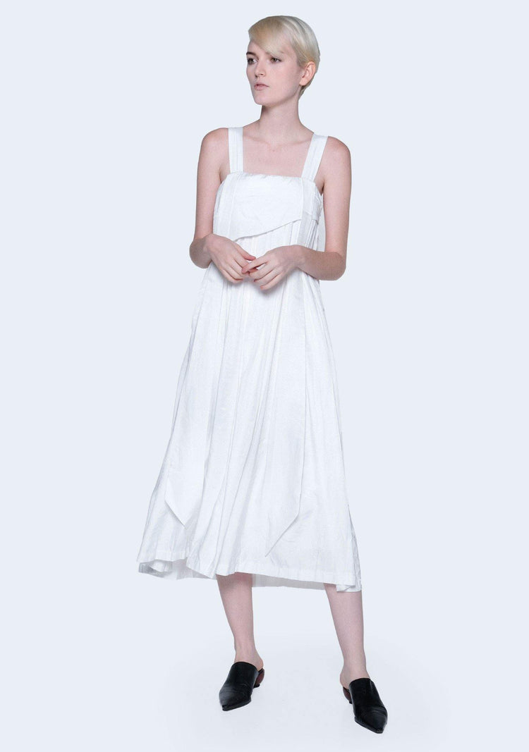 MIZUKI LONG STRAP MIDI DRESS - BRIGHT WHITE (PREORDER) - SALIENT LABEL