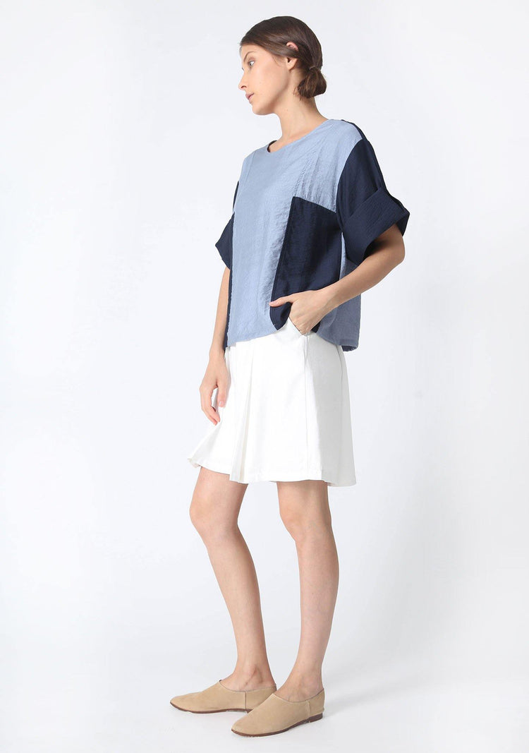 CASTRO CULOTTE SHORTS WITH PLEATS - WHITE - SALIENT LABEL