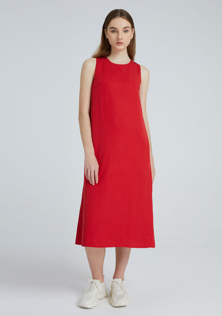Odette Tencel™ Midi Dress in Crimson