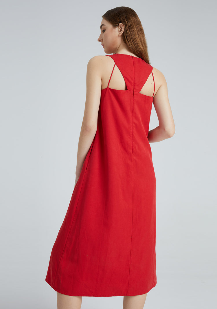 Odette Tencel™ Midi Dress in Crimson