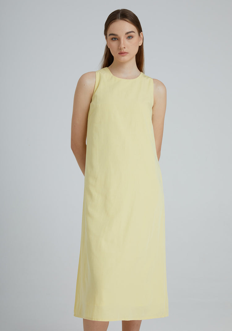 Odette Tencel™ Midi Dress in Lemon