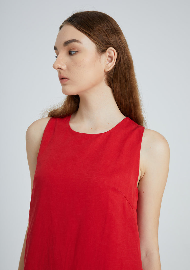 Odette Tencel™ Midi Dress in Crimson