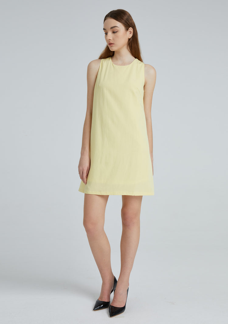 Odette Tencel™ Cut-out Back Shift Dress in Lemon