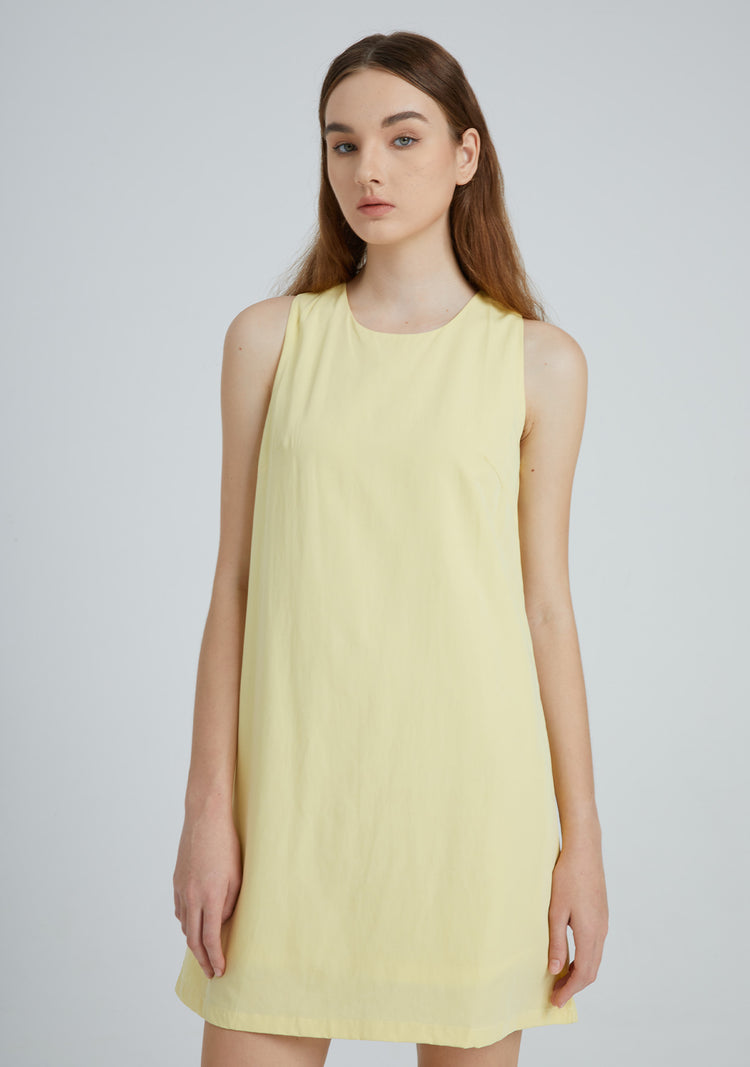 Odette Tencel™ Cut-out Back Shift Dress in Lemon