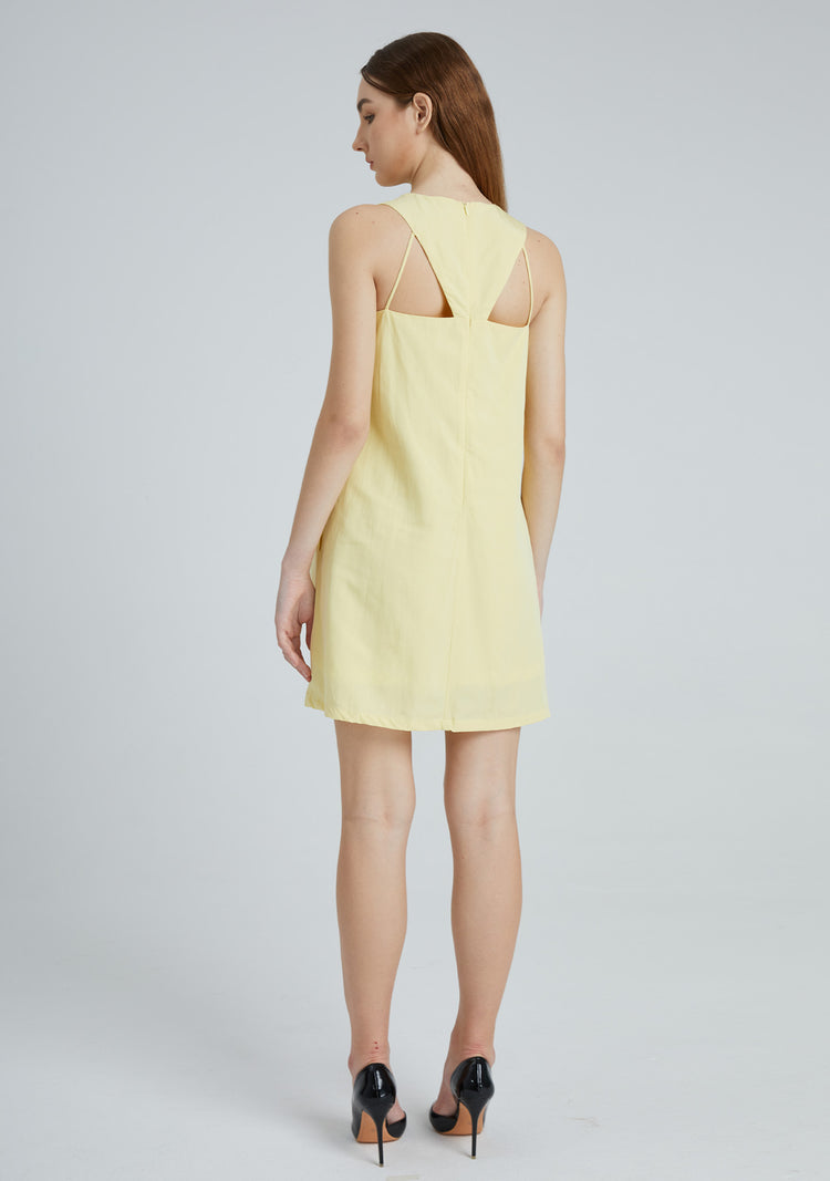 Odette Tencel™ Cut-out Back Shift Dress in Lemon