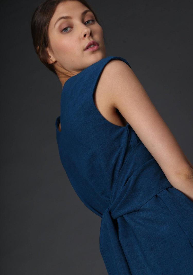 PALERMO TIE BACK DRESS - PEACOCK - SALIENT LABEL