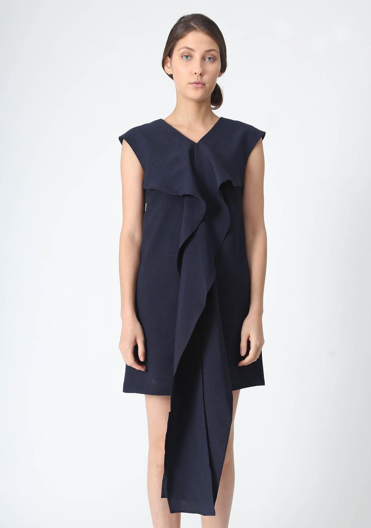 PALERMO TIE BACK DRESS - PIRATE BLACK - SALIENT LABEL