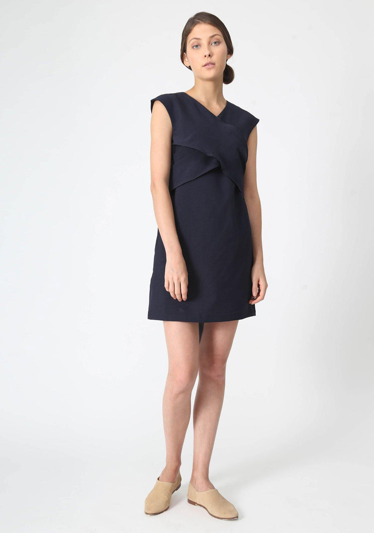 PALERMO TIE BACK DRESS - PIRATE BLACK - SALIENT LABEL