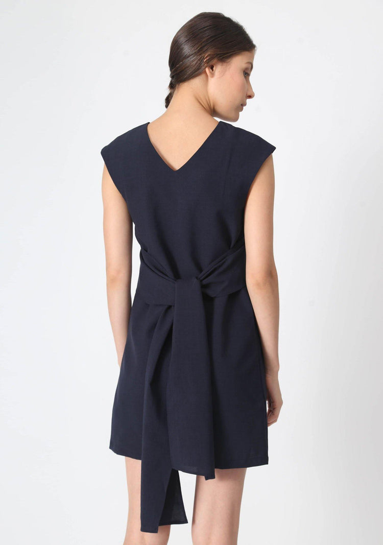 PALERMO TIE BACK DRESS - PIRATE BLACK - SALIENT LABEL