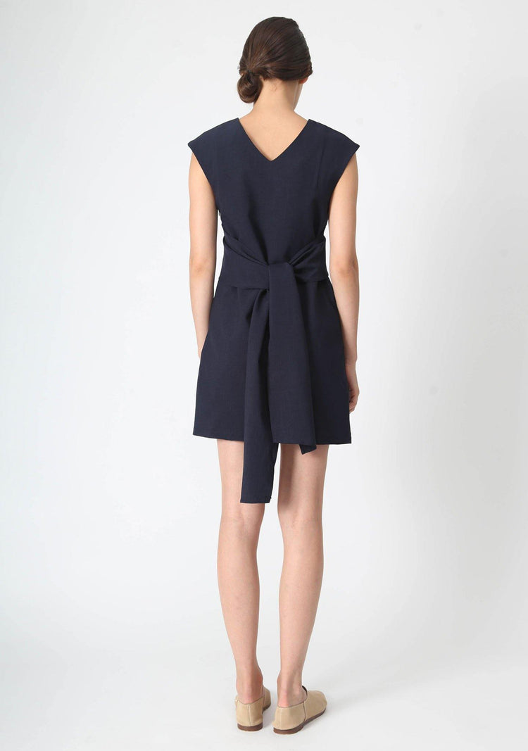 PALERMO TIE BACK DRESS - PIRATE BLACK - SALIENT LABEL
