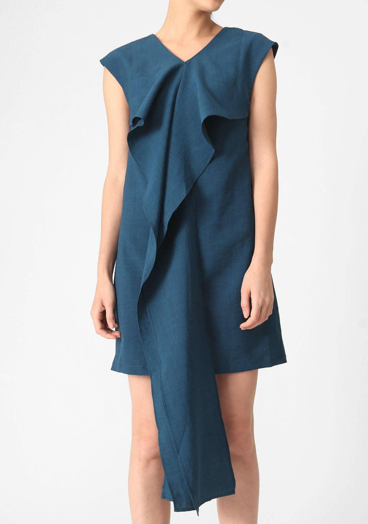 PALERMO TIE BACK DRESS - PEACOCK - SALIENT LABEL