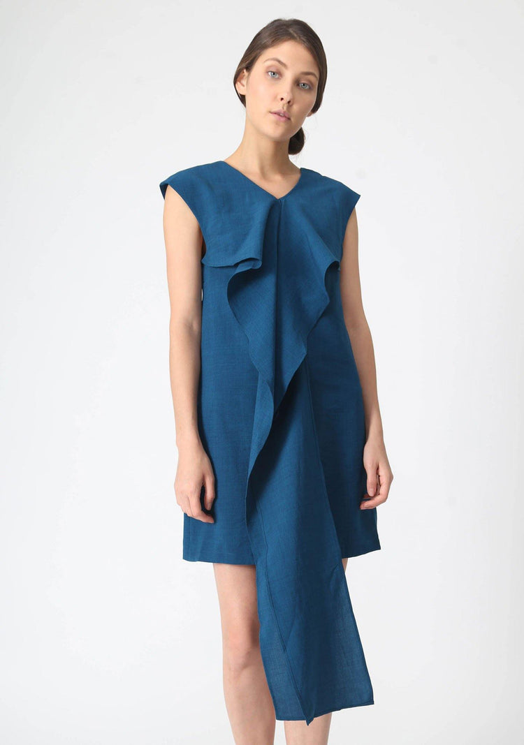 PALERMO TIE BACK DRESS - PEACOCK - SALIENT LABEL