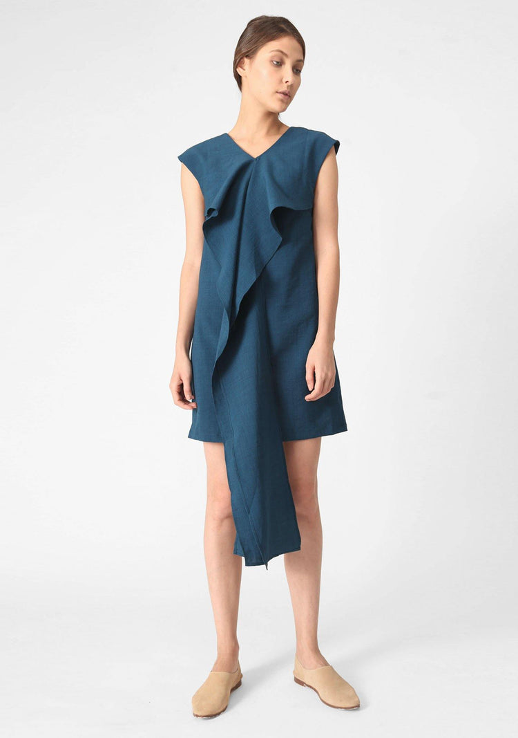 PALERMO TIE BACK DRESS - PEACOCK - SALIENT LABEL