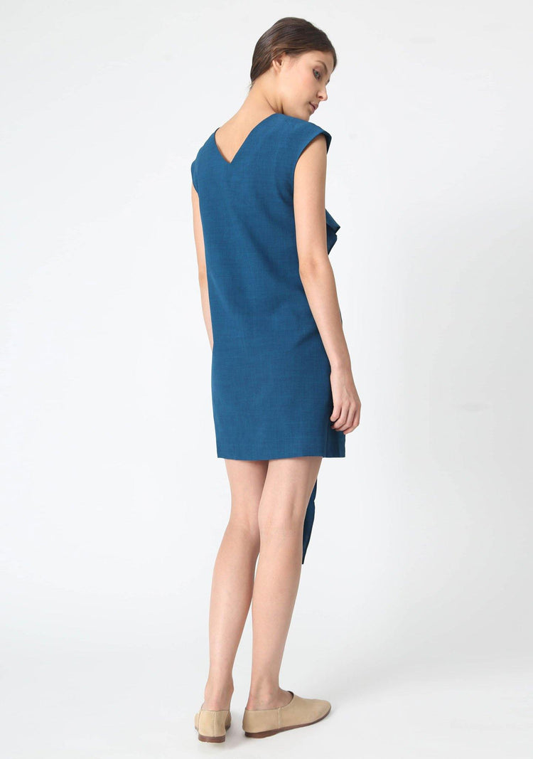 PALERMO TIE BACK DRESS - PEACOCK - SALIENT LABEL