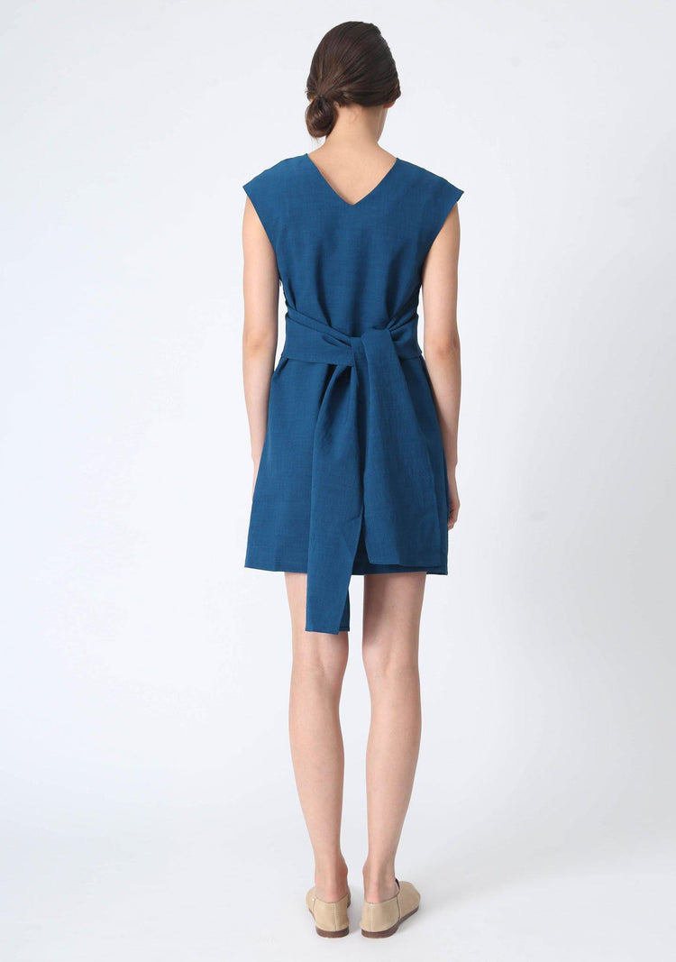PALERMO TIE BACK DRESS - PEACOCK - SALIENT LABEL