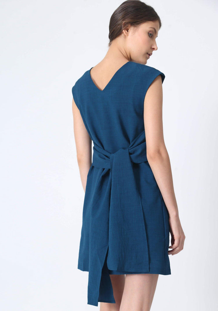 PALERMO TIE BACK DRESS - PEACOCK - SALIENT LABEL