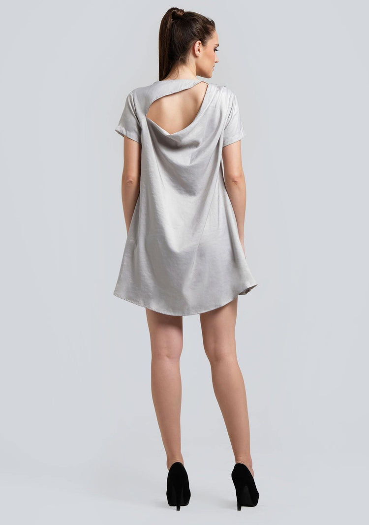 PASCALE COWL BACK SHORT DRESS - SLIT GREEN - SALIENT LABEL