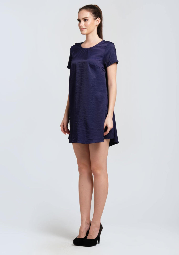 PASCALE COWL BACK SHORT DRESS - PRUSSIAN - SALIENT LABEL
