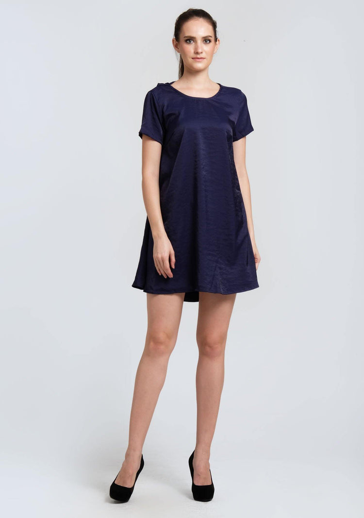 PASCALE COWL BACK SHORT DRESS - PRUSSIAN - SALIENT LABEL