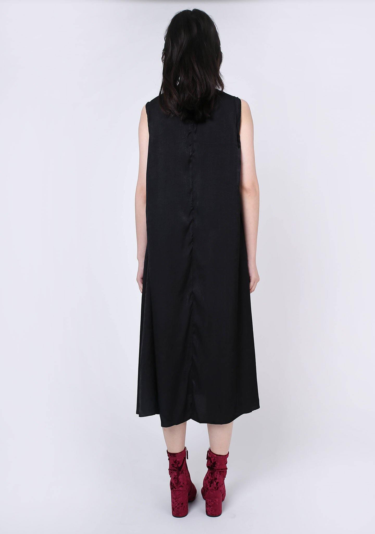 SAVANNA CUPRO FLARE DRESS - ANTHRACITE - SALIENT LABEL