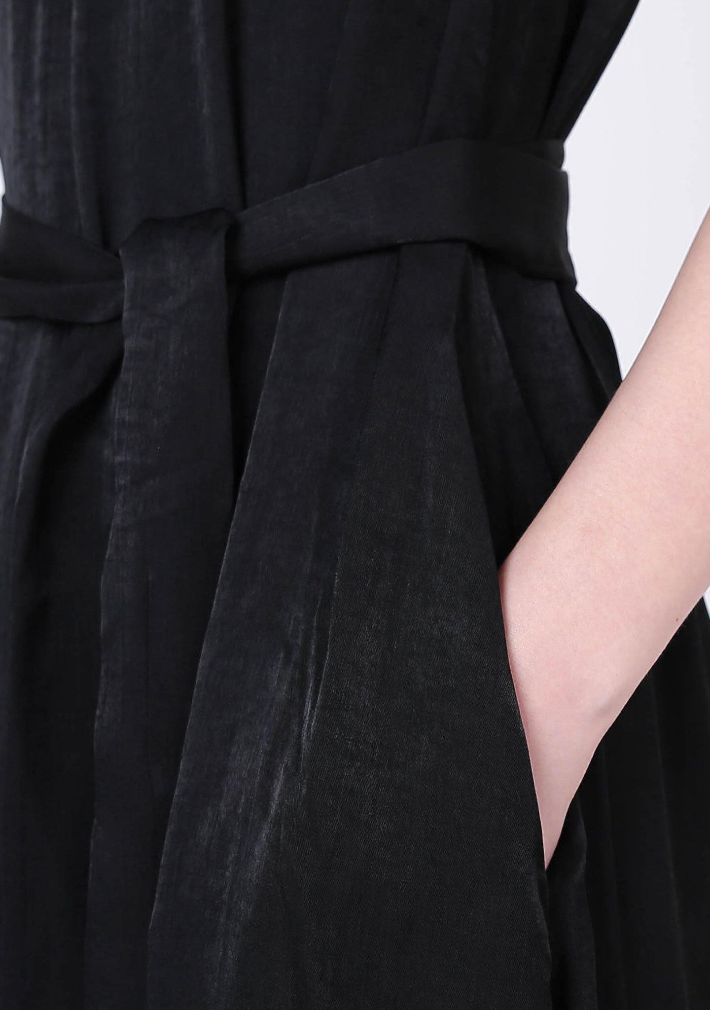 SAVANNA CUPRO FLARE DRESS - ANTHRACITE - SALIENT LABEL