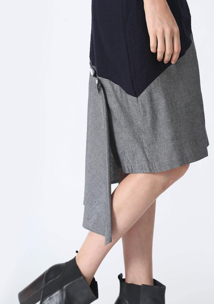 RAVELLO BACK DRAPED BUTTON DETAIL SKIRT IN GREY CLOUD - SALIENT LABEL