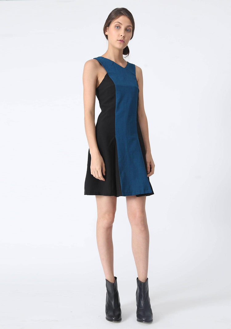 STILES ASYMMETRIC NECKLINE DRESS - PEACOCK - SALIENT LABEL