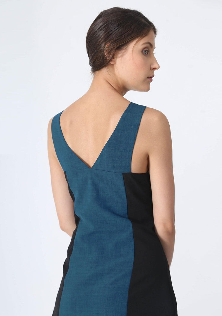 STILES ASYMMETRIC NECKLINE DRESS - PEACOCK - SALIENT LABEL