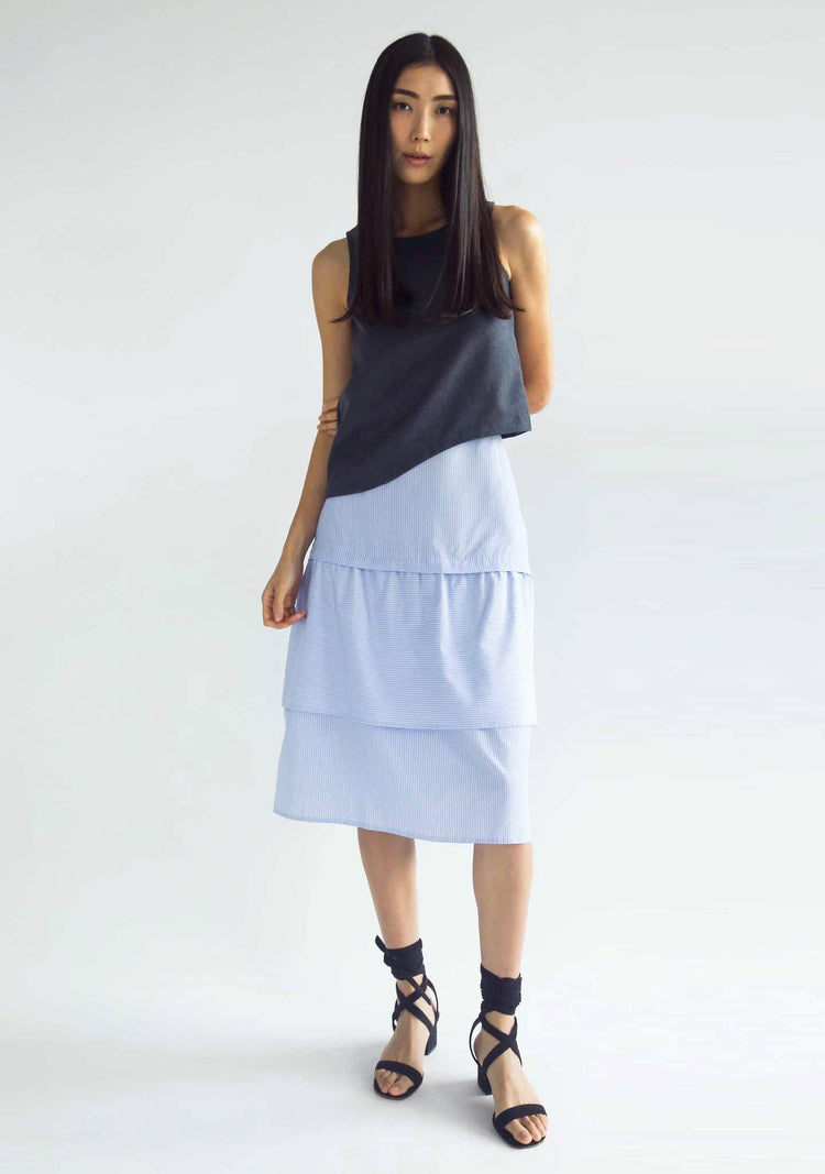 DENZEL TIERED SKIRT - STRIPE - SALIENT LABEL