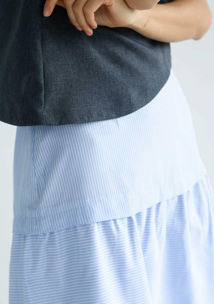 DENZEL TIERED SKIRT - STRIPE - SALIENT LABEL