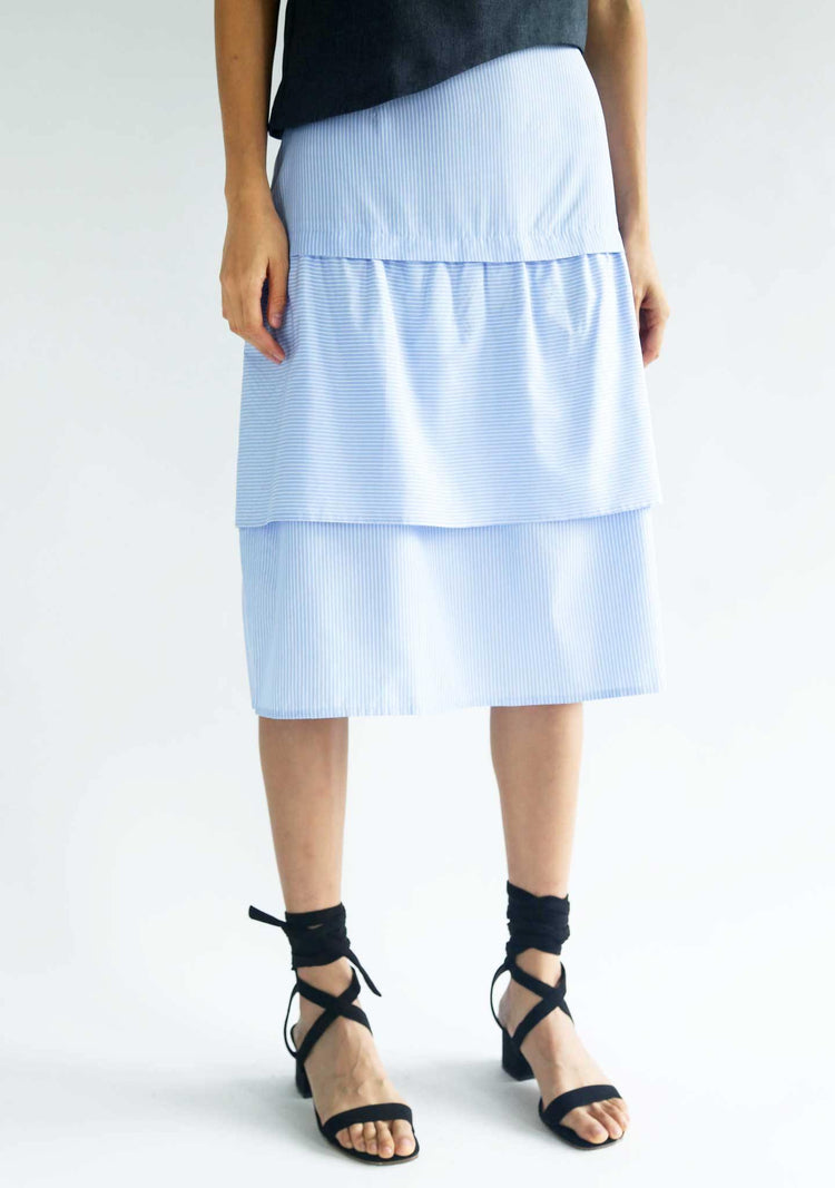 DENZEL TIERED SKIRT - STRIPE - SALIENT LABEL