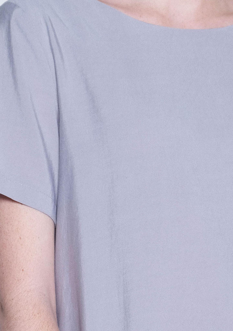 TARYN V-BACK SHORT SLEEVES MIDI DRESS - SHALE GREY - SALIENT LABEL