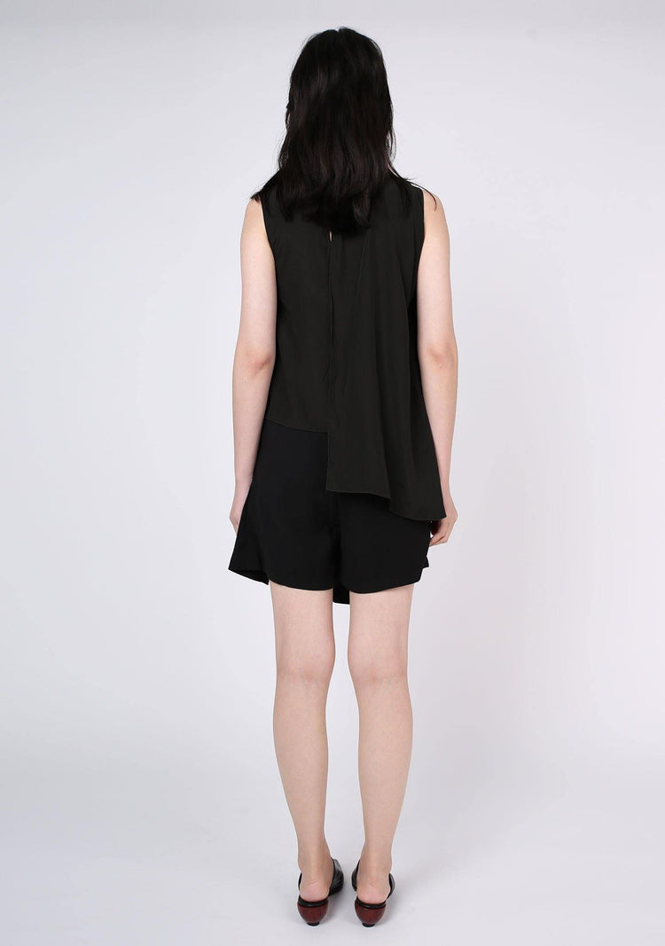 Raelyn Front Draped Panel Top - ANTHRACITE - SALIENT LABEL