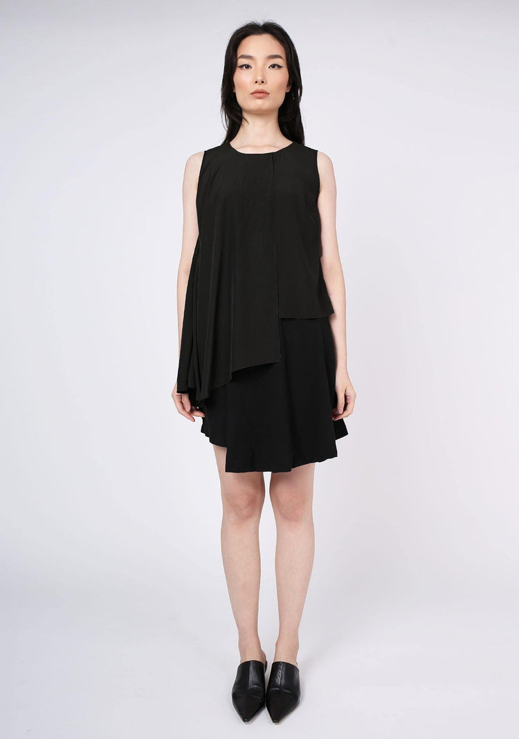 Raelyn Front Draped Panel Top - ANTHRACITE - SALIENT LABEL