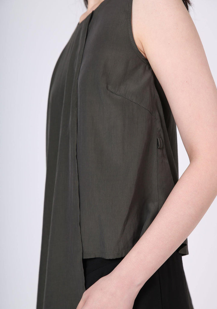 Raelyn Front Draped Panel Top - Dark Olivine - SALIENT LABEL