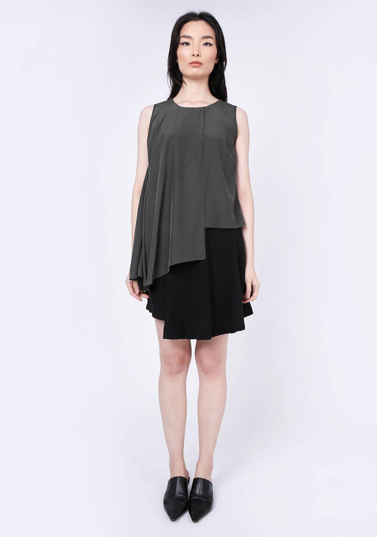 Raelyn Front Draped Panel Top - Dark Olivine - SALIENT LABEL
