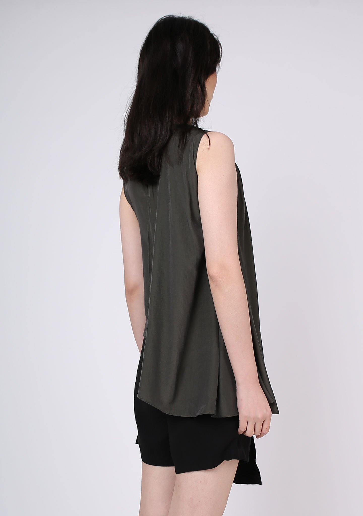 Raelyn Front Draped Panel Top - Dark Olivine - SALIENT LABEL