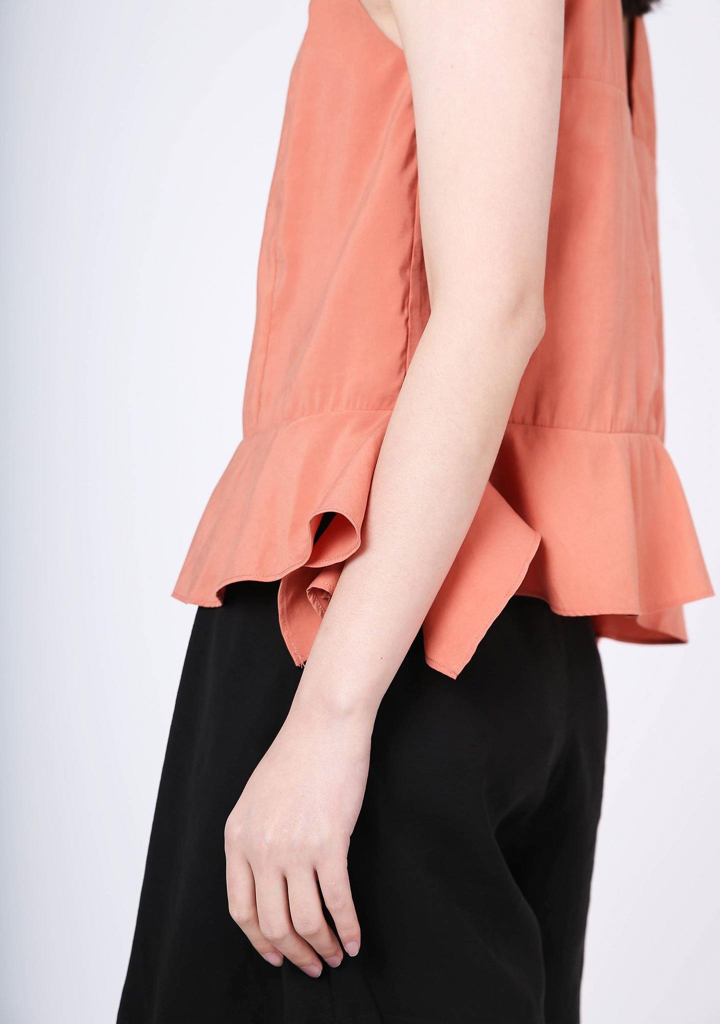Valencia Side Drape Top - Terra Cotta - SALIENT LABEL