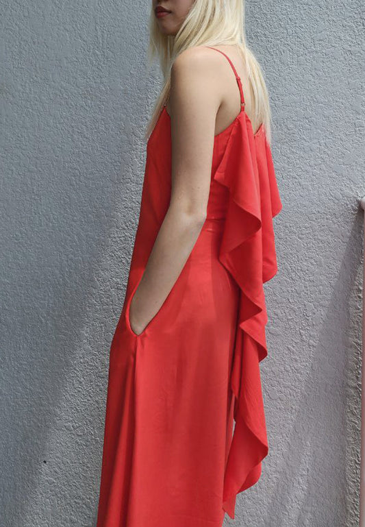 Ember Tie-Sash Cami Midi Dress in Emerald