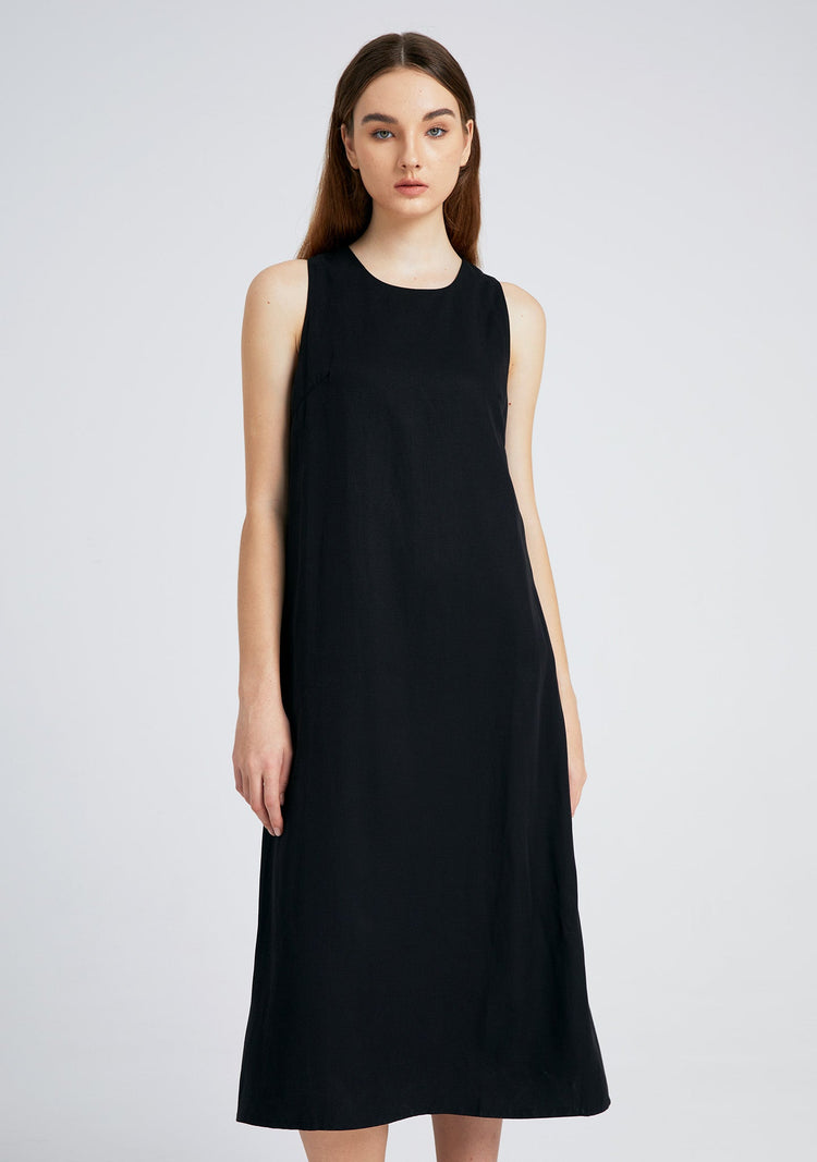 Odette Tencel™ Midi Dress in Black