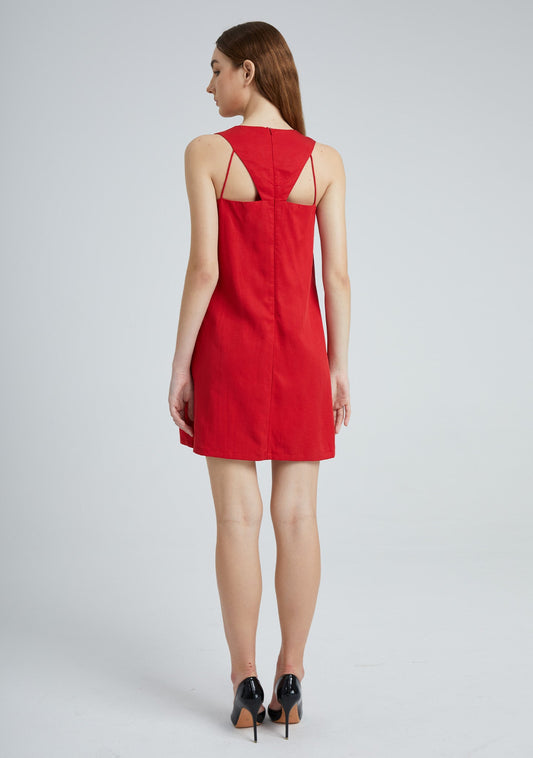 Odette Dress Short Salient Label full back view red